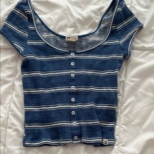 Billabong Navy Striped Button Down Shirt